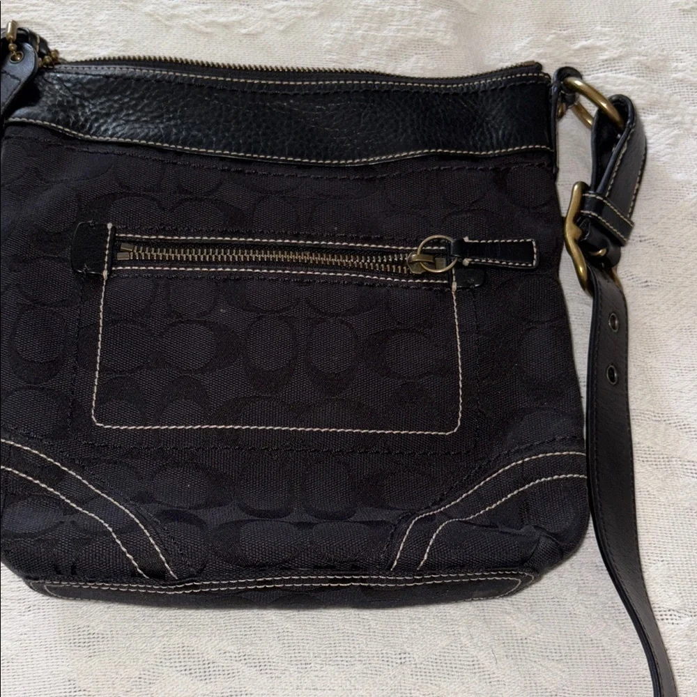 BNWOT Coach Black Leather/Canvas Crossbody Bag